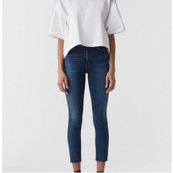 Agolde high rise Sophie crop jeans raw hem - Picture 1 of 5